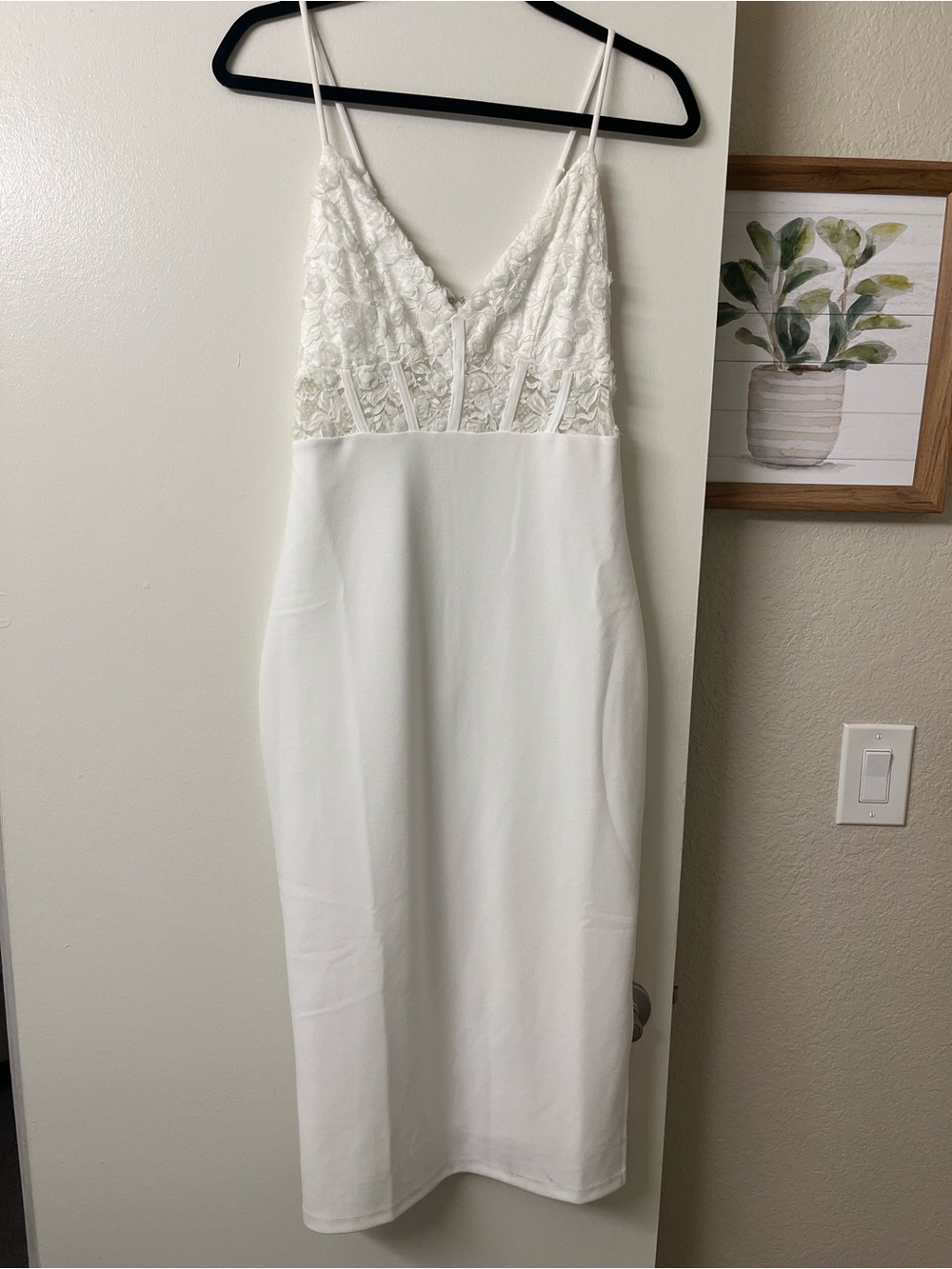 Lulu's White Lace Bodice Midi Dress